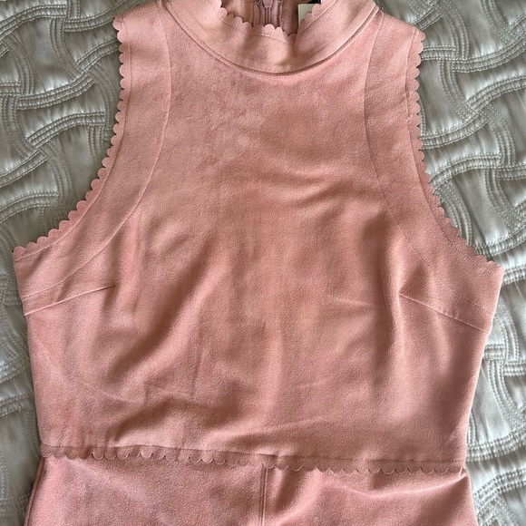 NWT Soprano Dress Women Medium Party Faux Suede Stretchy High Neck Pink - Picture 2 of 11